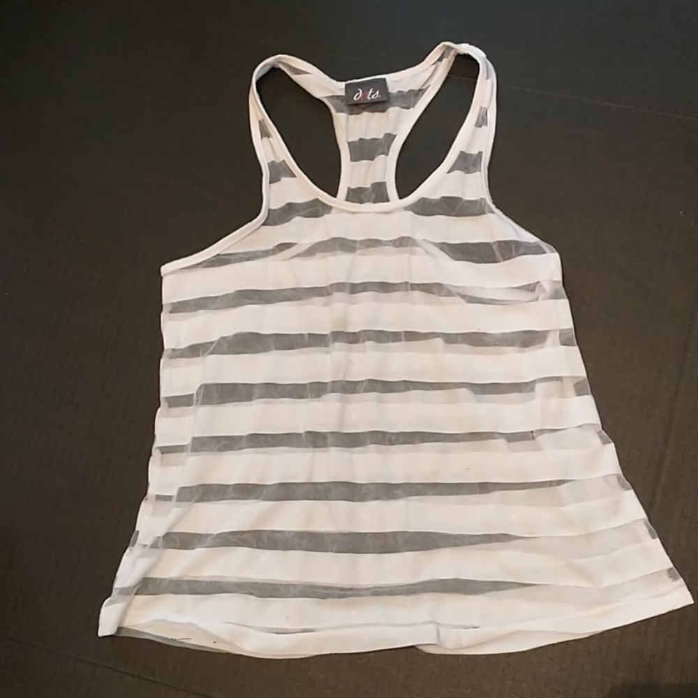 Dots white and sheer striped tank size M